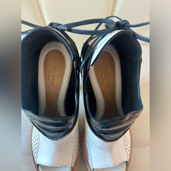 NWOT Rag & Bone retro black/white platform leather heels made in Italy 37.5 (7) - Picture 4 of 8